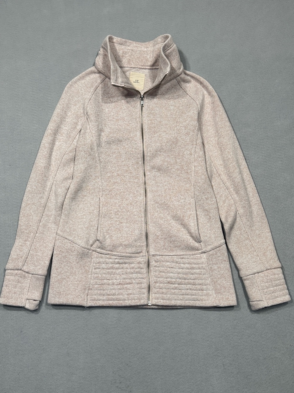 Thread & Supply Fleece Lined Zip Up Jacket Funnel Neck Quilted Hem & Cuffs - Picture 10 of 12